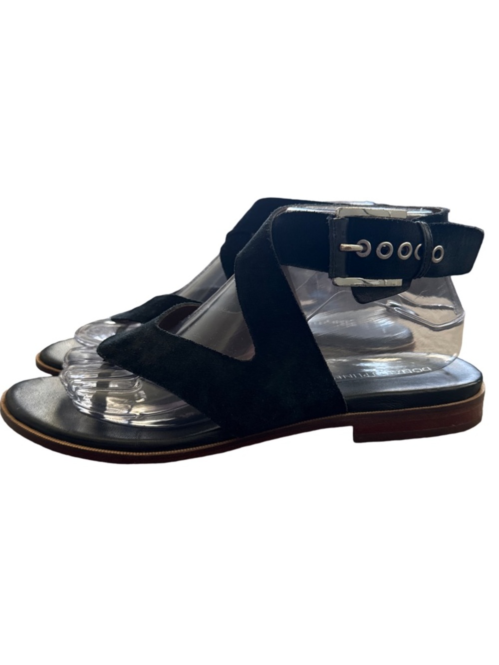 Donald J Pliner Lola‎ Black Suede Strappy Flat Sandals Size 8M